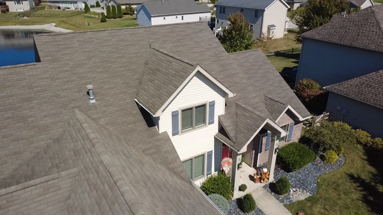 Drone view of completed roof