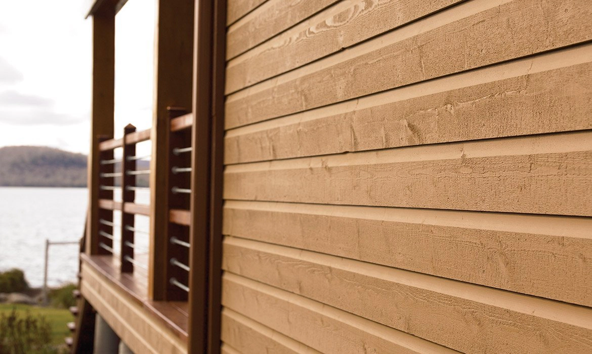 Natural wood siding with wood grain